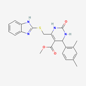 molecular formula C22H22N4O3S B11475155 methyl 6-[(1H-benzimidazol-2-ylsulfanyl)methyl]-4-(2,4-dimethylphenyl)-2-oxo-1,2,3,4-tetrahydropyrimidine-5-carboxylate 