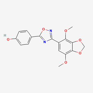 molecular formula C17H14N2O6 B11475164 4-[3-(4,7-Dimethoxy-1,3-benzodioxol-5-yl)-1,2,4-oxadiazol-5-yl]phenol 