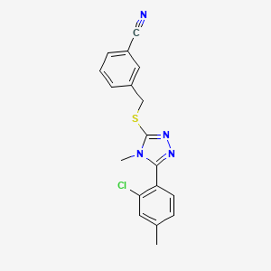 molecular formula C18H15ClN4S B11475171 3-({[5-(2-chloro-4-methylphenyl)-4-methyl-4H-1,2,4-triazol-3-yl]sulfanyl}methyl)benzonitrile 