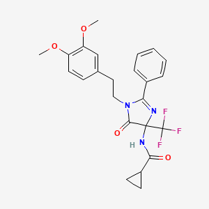 N-{1-[2-(3,4-dimethoxyphenyl)ethyl]-5-oxo-2-phenyl-4-(trifluoromethyl)-4,5-dihydro-1H-imidazol-4-yl}cyclopropanecarboxamide