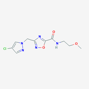 molecular formula C10H12ClN5O3 B11475237 3-[(4-chloro-1H-pyrazol-1-yl)methyl]-N-(2-methoxyethyl)-1,2,4-oxadiazole-5-carboxamide 