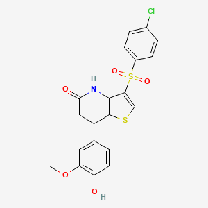 molecular formula C20H16ClNO5S2 B11475291 3-[(4-chlorophenyl)sulfonyl]-7-(4-hydroxy-3-methoxyphenyl)-6,7-dihydrothieno[3,2-b]pyridin-5(4H)-one 