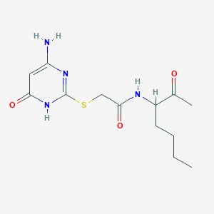 molecular formula C13H20N4O3S B11475292 2-[(4-amino-6-oxo-1,6-dihydropyrimidin-2-yl)sulfanyl]-N-(2-oxoheptan-3-yl)acetamide 