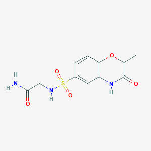 molecular formula C11H13N3O5S B11475309 N~2~-[(2-methyl-3-oxo-3,4-dihydro-2H-1,4-benzoxazin-6-yl)sulfonyl]glycinamide 