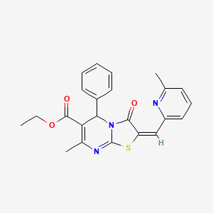 ethyl (2E)-7-methyl-2-[(6-methylpyridin-2-yl)methylidene]-3-oxo-5-phenyl-2,3-dihydro-5H-[1,3]thiazolo[3,2-a]pyrimidine-6-carboxylate