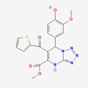 molecular formula C18H15N5O5S B11475419 Methyl 7-(4-hydroxy-3-methoxyphenyl)-6-(thiophen-2-ylcarbonyl)-4,7-dihydrotetrazolo[1,5-a]pyrimidine-5-carboxylate 