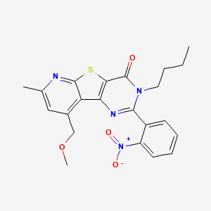 5-butyl-13-(methoxymethyl)-11-methyl-4-(2-nitrophenyl)-8-thia-3,5,10-triazatricyclo[7.4.0.02,7]trideca-1(13),2(7),3,9,11-pentaen-6-one