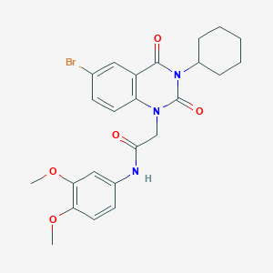 molecular formula C24H26BrN3O5 B11475453 2-(6-bromo-3-cyclohexyl-2,4-dioxo-3,4-dihydroquinazolin-1(2H)-yl)-N-(3,4-dimethoxyphenyl)acetamide 