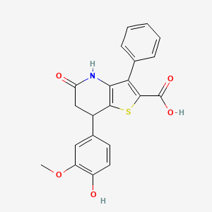 7-(4-Hydroxy-3-methoxyphenyl)-5-oxo-3-phenyl-4,5,6,7-tetrahydrothieno[3,2-b]pyridine-2-carboxylic acid