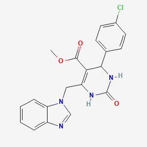 molecular formula C20H17ClN4O3 B11475467 methyl 6-(1H-benzimidazol-1-ylmethyl)-4-(4-chlorophenyl)-2-oxo-1,2,3,4-tetrahydropyrimidine-5-carboxylate 