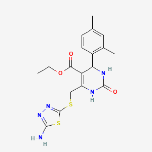 Ethyl 6-{[(5-amino-1,3,4-thiadiazol-2-yl)sulfanyl]methyl}-4-(2,4-dimethylphenyl)-2-oxo-1,2,3,4-tetrahydropyrimidine-5-carboxylate