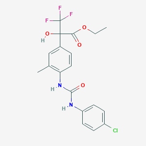 Ethyl 2-(4-{[(4-chlorophenyl)carbamoyl]amino}-3-methylphenyl)-3,3,3-trifluoro-2-hydroxypropanoate