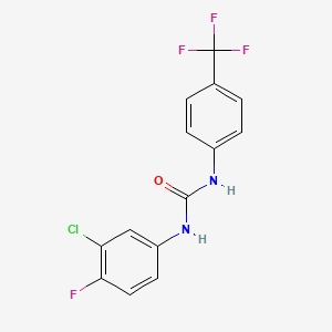 molecular formula C14H9ClF4N2O B11475555 Urea, N-(3-chloro-4-fluorophenyl)-N'-[4-(trifluoromethyl)phenyl]- 