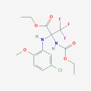 molecular formula C15H18ClF3N2O5 B11475562 ethyl 2-[(5-chloro-2-methoxyphenyl)amino]-N-(ethoxycarbonyl)-3,3,3-trifluoroalaninate 