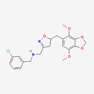 1-(3-chlorophenyl)-N-({5-[(4,7-dimethoxy-1,3-benzodioxol-5-yl)methyl]-4,5-dihydro-1,2-oxazol-3-yl}methyl)methanamine