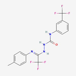 molecular formula C17H14F6N4O B11475626 N-[3-(trifluoromethyl)phenyl]-2-[(1E)-2,2,2-trifluoro-N-(4-methylphenyl)ethanimidoyl]hydrazinecarboxamide 