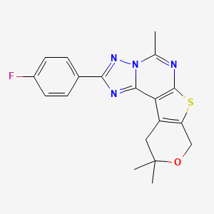 molecular formula C19H17FN4OS B11475634 4-(4-fluorophenyl)-7,14,14-trimethyl-13-oxa-10-thia-3,5,6,8-tetrazatetracyclo[7.7.0.02,6.011,16]hexadeca-1(9),2,4,7,11(16)-pentaene 