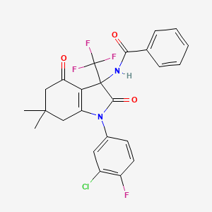 N-[1-(3-chloro-4-fluorophenyl)-6,6-dimethyl-2,4-dioxo-3-(trifluoromethyl)-2,3,4,5,6,7-hexahydro-1H-indol-3-yl]benzamide