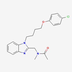 molecular formula C21H24ClN3O2 B11475656 N-({1-[4-(4-chlorophenoxy)butyl]-1H-benzimidazol-2-yl}methyl)-N-methylacetamide 