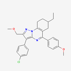 3-(4-Chlorophenyl)-7-ethyl-2-(methoxymethyl)-5-(4-methoxyphenyl)-6,7,8,9-tetrahydropyrazolo[1,5-a]quinazoline