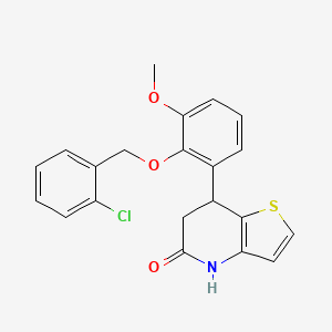 molecular formula C21H18ClNO3S B11475699 7-{2-[(2-chlorobenzyl)oxy]-3-methoxyphenyl}-6,7-dihydrothieno[3,2-b]pyridin-5(4H)-one 