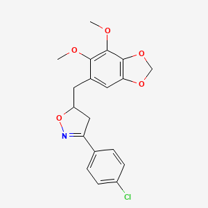 3-(4-Chlorophenyl)-5-[(6,7-dimethoxy-1,3-benzodioxol-5-yl)methyl]-4,5-dihydro-1,2-oxazole