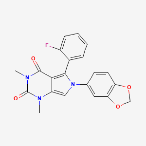 molecular formula C21H16FN3O4 B11475754 6-(1,3-benzodioxol-5-yl)-5-(2-fluorophenyl)-1,3-dimethyl-1H-pyrrolo[3,4-d]pyrimidine-2,4(3H,6H)-dione 