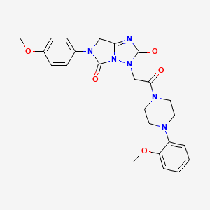 molecular formula C24H26N6O5 B11475757 6-(4-methoxyphenyl)-3-{2-[4-(2-methoxyphenyl)piperazin-1-yl]-2-oxoethyl}-6,7-dihydro-3H-imidazo[1,5-b][1,2,4]triazole-2,5-dione 