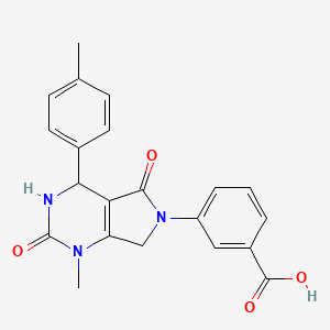 molecular formula C21H19N3O4 B11475758 3-[1-methyl-4-(4-methylphenyl)-2,5-dioxo-1,2,3,4,5,7-hexahydro-6H-pyrrolo[3,4-d]pyrimidin-6-yl]benzoic acid 