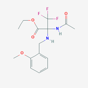 molecular formula C15H19F3N2O4 B11475775 ethyl N-acetyl-3,3,3-trifluoro-2-[(2-methoxybenzyl)amino]alaninate 