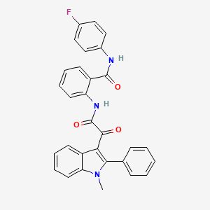 molecular formula C30H22FN3O3 B11475776 N-(4-fluorophenyl)-2-{[(1-methyl-2-phenyl-1H-indol-3-yl)(oxo)acetyl]amino}benzamide 