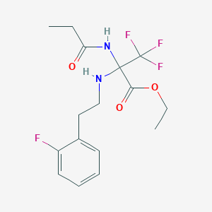 molecular formula C16H20F4N2O3 B11475781 Ethyl 3,3,3-trifluoro-2-[2-(2-fluorophenyl)ethylamino]-2-(propanoylamino)propanoate 