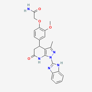 2-{4-[1-(1H-benzimidazol-2-yl)-3-methyl-6-oxo-4,5,6,7-tetrahydro-1H-pyrazolo[3,4-b]pyridin-4-yl]-2-methoxyphenoxy}acetamide