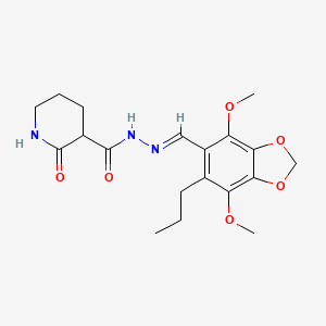 N'-[(E)-(4,7-dimethoxy-6-propyl-1,3-benzodioxol-5-yl)methylidene]-2-oxopiperidine-3-carbohydrazide