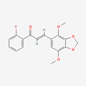 molecular formula C18H15FO5 B11475828 3-(4,7-Dimethoxy-2H-1,3-benzodioxol-5-yl)-1-(2-fluorophenyl)prop-2-en-1-one 