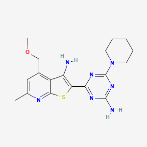 molecular formula C18H23N7OS B11475842 2-[4-Amino-6-(piperidin-1-yl)-1,3,5-triazin-2-yl]-4-(methoxymethyl)-6-methylthieno[2,3-b]pyridin-3-amine 