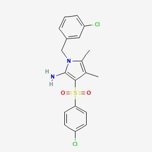 molecular formula C19H18Cl2N2O2S B11475843 1-(3-chlorobenzyl)-3-[(4-chlorophenyl)sulfonyl]-4,5-dimethyl-1H-pyrrol-2-amine 