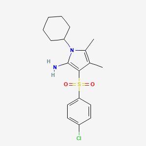 3-[(4-chlorophenyl)sulfonyl]-1-cyclohexyl-4,5-dimethyl-1H-pyrrol-2-amine