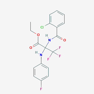 Propanoic acid, 2-[(2-chlorobenzoyl)amino]-3,3,3-trifluoro-2-[(4-fluorophenyl)amino]-, ethyl ester