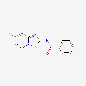 4-fluoro-N-[(2E)-7-methyl-2H-[1,2,4]thiadiazolo[2,3-a]pyridin-2-ylidene]benzamide