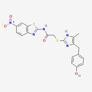 2-{[5-(4-hydroxybenzyl)-4-methyl-1H-imidazol-2-yl]sulfanyl}-N-(6-nitro-1,3-benzothiazol-2-yl)acetamide