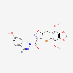 5-[(6-bromo-4,7-dimethoxy-1,3-benzodioxol-5-yl)methyl]-N'-[(Z)-(4-methoxyphenyl)methylidene]-4,5-dihydro-1,2-oxazole-3-carbohydrazide