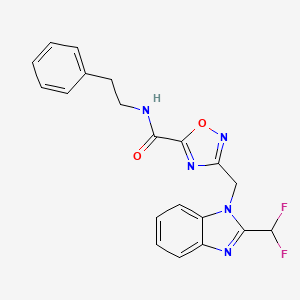 molecular formula C20H17F2N5O2 B11475910 3-{[2-(difluoromethyl)-1H-benzimidazol-1-yl]methyl}-N-(2-phenylethyl)-1,2,4-oxadiazole-5-carboxamide 