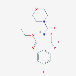 molecular formula C16H18F4N2O4 B11475920 Ethyl 3,3,3-trifluoro-2-(4-fluorophenyl)-2-(morpholine-4-carbonylamino)propanoate 