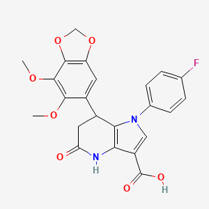 7-(6,7-dimethoxy-1,3-benzodioxol-5-yl)-1-(4-fluorophenyl)-5-oxo-4,5,6,7-tetrahydro-1H-pyrrolo[3,2-b]pyridine-3-carboxylic acid