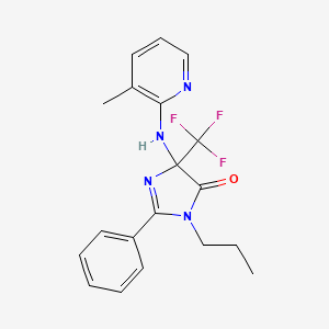 molecular formula C19H19F3N4O B11475949 5-[(3-methylpyridin-2-yl)amino]-2-phenyl-3-propyl-5-(trifluoromethyl)-3,5-dihydro-4H-imidazol-4-one 