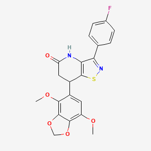 molecular formula C21H17FN2O5S B11475955 7-(4,7-dimethoxy-1,3-benzodioxol-5-yl)-3-(4-fluorophenyl)-6,7-dihydro[1,2]thiazolo[4,5-b]pyridin-5(4H)-one 