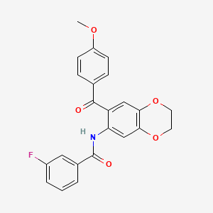 3-fluoro-N-{7-[(4-methoxyphenyl)carbonyl]-2,3-dihydro-1,4-benzodioxin-6-yl}benzamide