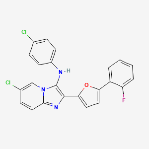 6-chloro-N-(4-chlorophenyl)-2-[5-(2-fluorophenyl)furan-2-yl]imidazo[1,2-a]pyridin-3-amine