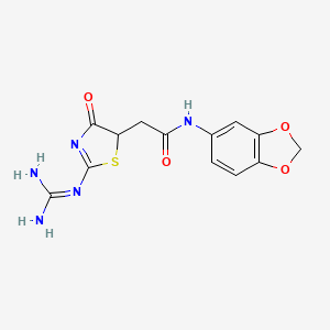 N-(1,3-benzodioxol-5-yl)-2-(2-carbamimidamido-4-oxo-4,5-dihydro-1,3-thiazol-5-yl)acetamide